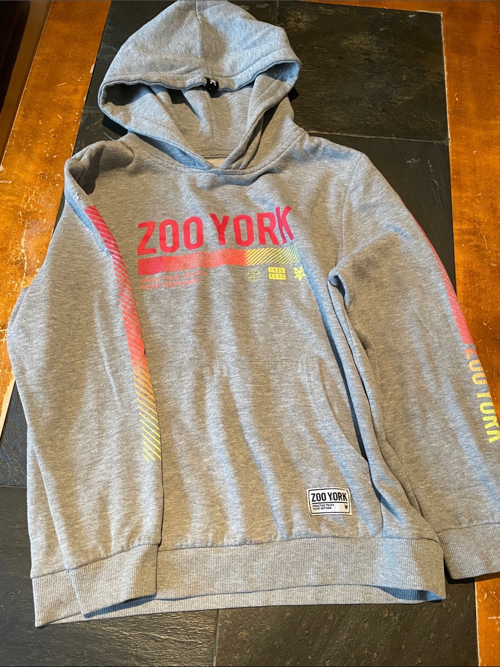 Zoo York Gray Hoodie with Red and Yellow Accent Graphics